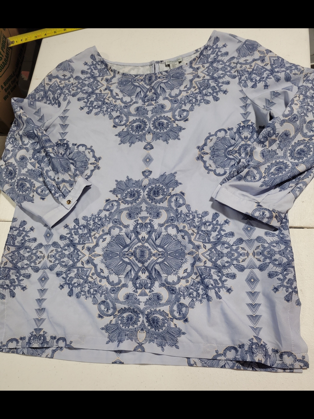Paraphrase Light Blue Medallion Print Blouse